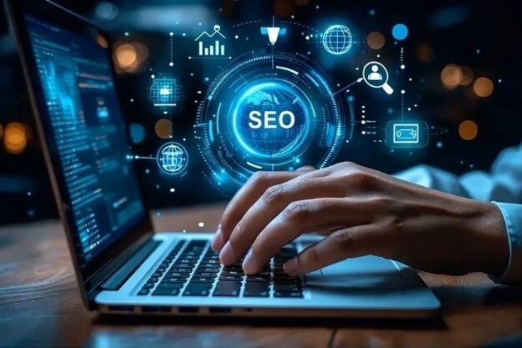 "digital marketing agency SEO strategy work on laptop"
