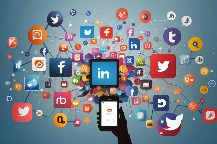 Social media marketing network icons.