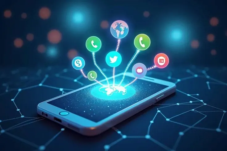 Smartphone displaying social media apps