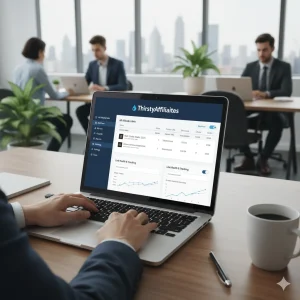 Marketer managing affiliate links using ThirstyAffiliates plugin