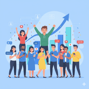 Team celebrates successful digital business growth