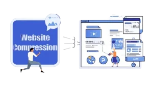 Illustration showing website compression leading to faster site performance