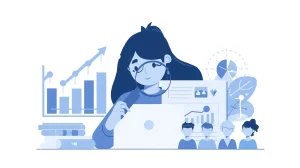 Illustration of a student with a growth chart background