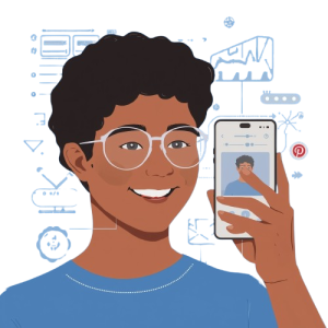 Illustration of a person taking a selfie with a smartphone