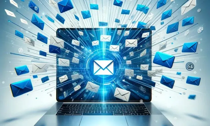 Email bursting from laptop screen