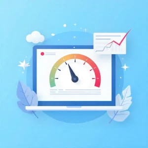 Illustration of a laptop with a website speed meter