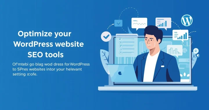 Illustration of a man optimizing a WordPress website."