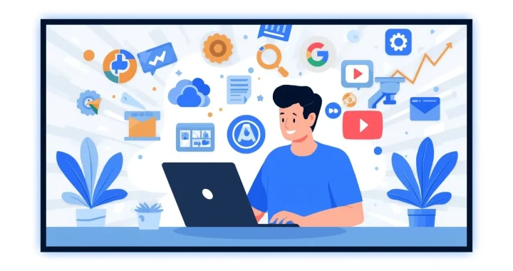 Person working on content creation and social media