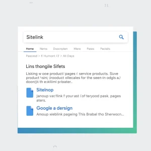 “Google ad with sitelink extensions linking to key pages.”